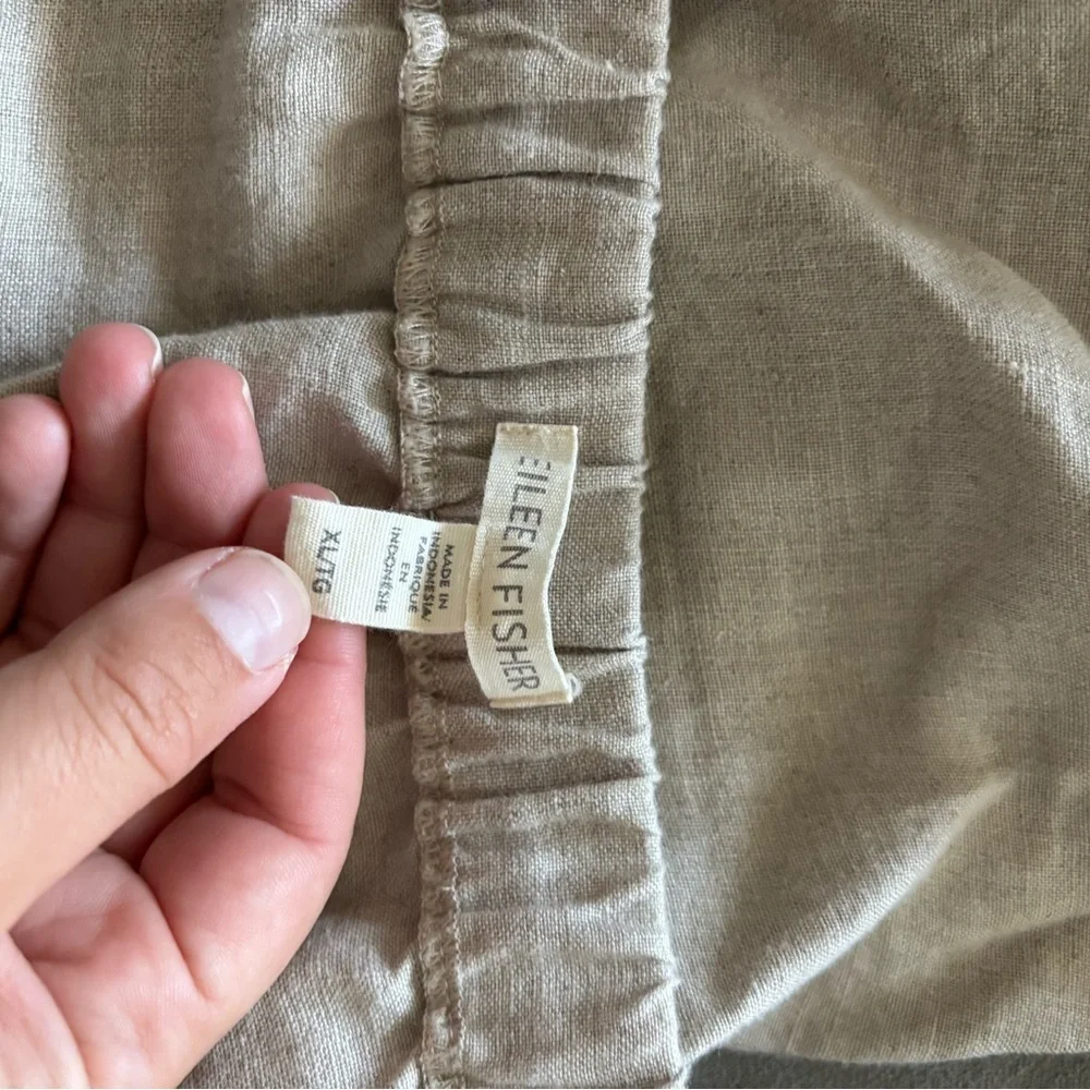 Eileen Fisher Linen Pull On Pants Elastic Neutral Minimalist - Picture 6 of 6